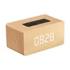 W5C Portable Speaker 52MM Double Horn Wooden 4.2 Bluetooth Alarm Clock with Time Display and AUX Wired Connection for Smartphone / PC