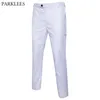 Белые облегающие прямые классические брюки мужские деловые брюки мужские плоские передние повседневные свадебные брюки для жениха мужские 210522