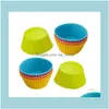 Cozinha, barra de jantar Home Gardensile Muffin Cupcake Cup Bolo redondo Tart Mold Case Bakeware Mold para crian￧as Bandejas de bandeja Jumbo AYP79