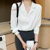 Abito alla moda coreano Top larghi e solidi Bottone quadrato femminile Camicetta elegante a maniche lunghe Camicie da donna stile ufficio signora 11873 210427