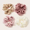 Moda Kobiety Dziewczyny Silky Satin Scrunchies Solid Stretch Elastyczne Włosy Krawat Prosta Elegancka Gumka