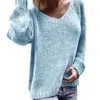 Swetry damskie 2021 damskie swetry w dużych rozmiarach jesienno-zimowa moda dekolt w serek z długim rękawem jednolity kolor i dzianina Y712