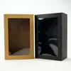 Black Kraft Paper Cake Boxes With Transparent PVC Window Baby Shower Wedding Party Gift Packaging Box Cookie Candy Gift