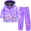 Clothing Set Autumn Flower Pattern Kids Clothes Girls Clothes Sets Raincoat +Pant 2Pcs Casual Suit Children's Clothes 211021