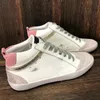 Italy Brand Golden Mid Star Top High Shoes fashion Sneakers Italy luxury Classic White Do-old Dirty Man Women Shoe Silver Glitter leather