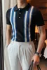 Letnie mężczyźni w paski polo koszulka dorywczo biznesowy formalny slim dzianiny polo koszulka z krótkim rękawem Polo Homme Streetwear Męskie ubrania 210527