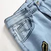 Klassische Designer-Herrenmode-Jeans, aufreißbare, elastische, gerade Röhrenloch-blaue Hose, niedrige Taille, Bleistifthose, lässige Straßenkleidung, Hi2413