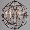 Retro Luxury Personlighet Iron K9 Crystal Golvlampa E14 LED 6 Lights Globe Light för El Lobby Living Room Dining Lamps