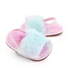 Sandaler 2021 Babyskor Wallarenear 0-12m Spädbarn Flicka Plush Tofflor Mjuk Anti-Slip Tie Dye Skriv ut Vinter Varm sovrum