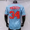 MI208 Kirby Puckett Jersey Hall of Fame Patch 1969クリームホワイトピンストライプグレークーパータウンホワイトレッドプレーヤーファンブループルオーバー敬礼