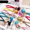 Creative Christmas Bell Keychain Cord Female Cartoon DIY Mobile Phone Case PU Leather Cord Car Bag Pendant Christmas Gift G1019