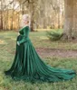 Maternity Dresses Fall / Winter 2021Women's Clothes Gold Velvet Gravid Kvinnor V-Neck Trailing Long Dress Poggraphy