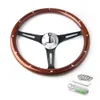 Carro de corrida 380mm 15 "Classic Wooden Wooding Wooding Cromo Silver Speak Vintage Vintage Wood Grain Carro de volante