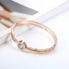 2019 New Arrival Hot 316 Ze Stali Nierdzewnej Róża Złote Kobiece Kryształy Bangle Dla Kobiet Kochanek Prezent Q0717