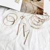 Earrings & Necklace Minimalist Vertical Long Bar Gold/rose Gold/silver Plated Drop Line Bracelets For Women Girls
