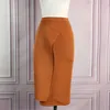 Long Tight Midi Skirt Womens Plus Storlek Brun Svart Solid Färg Empire Bodycon Sexy Sheath Office Wear Ladies Party Jupe 210527