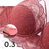 Deep V Plus Size Lace Bras e Panty Sets para Mulheres Bordado Fino Push Up Sexy Underwear Set Feminino Lingerie Vermelho A B C D E Cup 211104