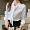 Blue Shirt Female Satin Women's Shirts Fashion Long Sleeve Chiffon Blouse Autumn Overalls for Women Office Lady Style 12191 210508