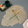 Newhollow out leaf design mats pvc isolering placemats värmebeständig glidande vattentät kudde lyx kustar matbord dekoration ewd76