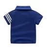 2021 Gentleman Style Garçons T-shirts Polos Été Enfants Rayé Manches Courtes T-shirt Coton Col Rabattu Enfants Chemise Décontractée Enfant Hauts T-shirts 2-7 ans