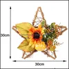 Decorative Festive Party Supplies Home Gardendecorative Flowers & Wreaths Wood Sunflower Pumpkin Five-Pointed Star Decoration Wall Hanging H