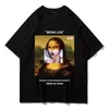 Erkek Komik Kuso Mona Lisa Yağı Baskı O-Boyun T-Shirt Grafik T Shirt 210527