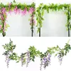 Dekoracyjne kwiaty wieńce 2m Wisteria sztuczna winorośli Garland Wedding Arch Decoration Fake Rośliny Liście Rattan Trailing Faux Ivy Wall