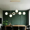 Nordic restaurant lamp Long strip pendant lights modern minimalist magic bean molecular glass ball chandelier dining room hanging lamp