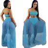 Hurtownia Women 3 -częściowe zestawy sukienki Mesh Designer bez ramiączek + spódnice Seksowne Y2K impreza