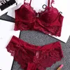 Conjuntos de lingerie de renda mais tamanho 36 38 40 ultratina sexy underwear set mulheres algodão confortável brassiere preto push up bras 211104