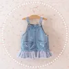 子供の女の子のドレス夏の赤ちゃんの子供たちの子供たちは0-6 y q0716のためのデニムの服のトップス