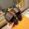 Designer fashion Women Leather Sunset Flat Slide Sandal Men Pool Pillow Slipper Down Filling Nylon Letter Printed Comfort Mule