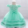 Newborn Baby Girl 1 Year Birthday Dress Lace Flower Toddler Girl Christening Princess Dress Infant Party Wedding Dresses Infant G1129