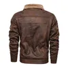 Mens Jackets and Coats Retro Style Suede Leather Men Motorcycle Fur Lined Warm Coat Winter Velvet Overcoat 210811