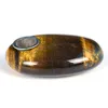 Natural Tiger's Eye Stone Oval Crystal Pipe Palm Game Piece Foreign Simple