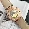 Wysokiej Jakości 40mm 5711/1 571711J Sport Zegarki Miyota 8215 Automatyczny Zegarek Mens Rose Gold Case White Textured Dial Brown Skórzany Pasek Gents Wristwatches 15 Kolory