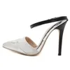 Women Summer 12cm High Heels Fashion Stiletto Cap-Toe Sandals Sexy Pointed-Toe White Dress Korean Shoes