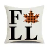 Funda de almohada 18x18 pulgadas Funda de Halloween Almohada de otoño Buffalo Plaid Calabaza Hoja Almohadas Decorativo Throw Farmhouse Acción de gracias Otoño Funda de cojín