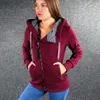 Frauen Hoodies Sweatshirts 2021 Herbst Und Winter Mode Casual Slim Fit Warme Mäntel Langarm Seitliche Reißverschlüsse Plus Größe