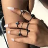 Fashion Resin Custer Rings 8pcs/set For Women Pink Blue Gold Silver Plated Alloy Finger Ring Jewelry Party Accessories