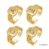 Bagues en or pour femmes fille mode Hip hop réglable déclaration d'ouverture carré CZ A-Z lettre initiale anneau bijoux accessoires X0715