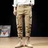 Fashion Designer Men Jeans Big Pocket Casual Overalls Cargo Pants High Quality Streetwear Khaki Color Hip Hop Joggers Trousers