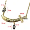 Turkiska Evil Eye Imam Ali Sword Hamsa Hand of Fatima Halsband 55cm Kedja