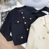 Designer Mode Knopf Einreiher Kurze Jacke Mantel Frauen Vintage Elegante Tweed Schwarz Cosaco Oberbekleidung Onkogene Kleidung 211014