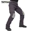 Tacvasen Mężczyźni Wojskowe spodnie z podkładkami kolanowymi Airsoft Tactical Cargo Spodnie Army Żołnierz Combat Spodnie Spodnie Paintball Odzież 211112