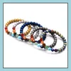 Kralen, strengen armbanden sieraden natuursteen gesneden energie kristallen armband yoga chakra agaat vergulde hand string 5 kleuren drop levering 2021