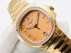 3KF 7010-1R-012 A324 Orologio da donna automatico ultra sottile 35 2mm Diamond Bezel Bracciale in acciaio inossidabile con quadrante champagne in oro rosa Wome298O