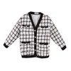 Abiti da lavoro 2022 Autumn Women Plaid Due pezzi Set da donna Manica lunga Lavern Tweed Giacca Cappotto + Breve matita Gonna per ufficio