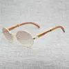 Feine Accessoires Antike natürliche Büffelhorn-Sonnenbrille Herren Holzklare Brillengestell Holzrunde Sonnenbrille für den Sommer Outdoor Oculos Gafas Französisch