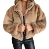 Mélanges féminines de laine de laine 2022 hiver européen américain coréen plus taille d'automne couleur solide furse cardigan cardigan femme chaude